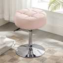 LUE BONA Adjustable Vanity Stool, 360Swivel Vanity Chair Stool for Makeup Room, Pink Stool Chair for Vanity, Small Faux Leather Vanity Stool for Bathroom, Living Room