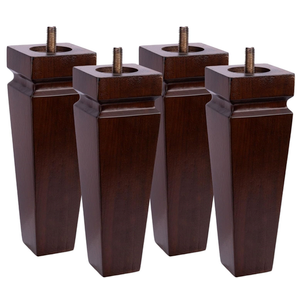 Square Wood Furniture Legs Set of 4 - Wooden Replacement Feet for Couch, Bed, Bench, Dresser, Rubber Wood Parts for Table, Sofa, Wooden Legs Chairs Complete with Installation Hardware (Brown, 8 inch)