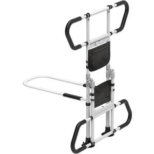 Bed Rails for Elderly Adults Seniors Adjustable Height Foldable Safety Rail with 400 Lbs Capacity Non-Slip Handle, Night Light, Fall Prevention Grab Bar for King Queen Full Twin Beds White