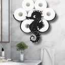 Euiroet Seahorse Wall Mounted Toilet Holder Paper Storage,Funny Animals Storage Paper Holders for Bathroom,Waterproof Metal Toilet Paper Storage,Black Metal Toilet Paper Organizer Hold Extra 8 Rolls