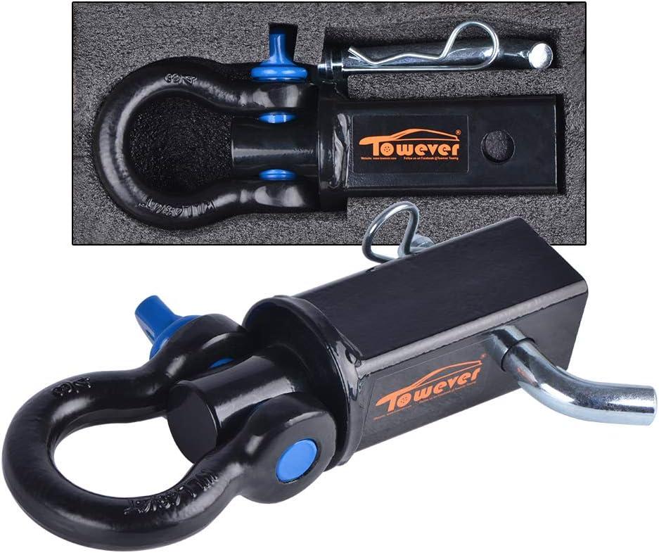 83710 Towever Shackle Hitch Receiver 2 inch, Hitch Shackle Heavy Duty with 3/4'' D Ring Shackle, d Ring Recovery Hitch Compatible with Trucks Jeeps