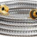 Short Garden Hose 10 ft, Male to Female Heavy Duty Stainless Steel Small Water Hose Extende Connector, Flexible No Kinks Leakproof 3/4 in Fittings, Lightweight Metal Leader Hose,MBT10S Model