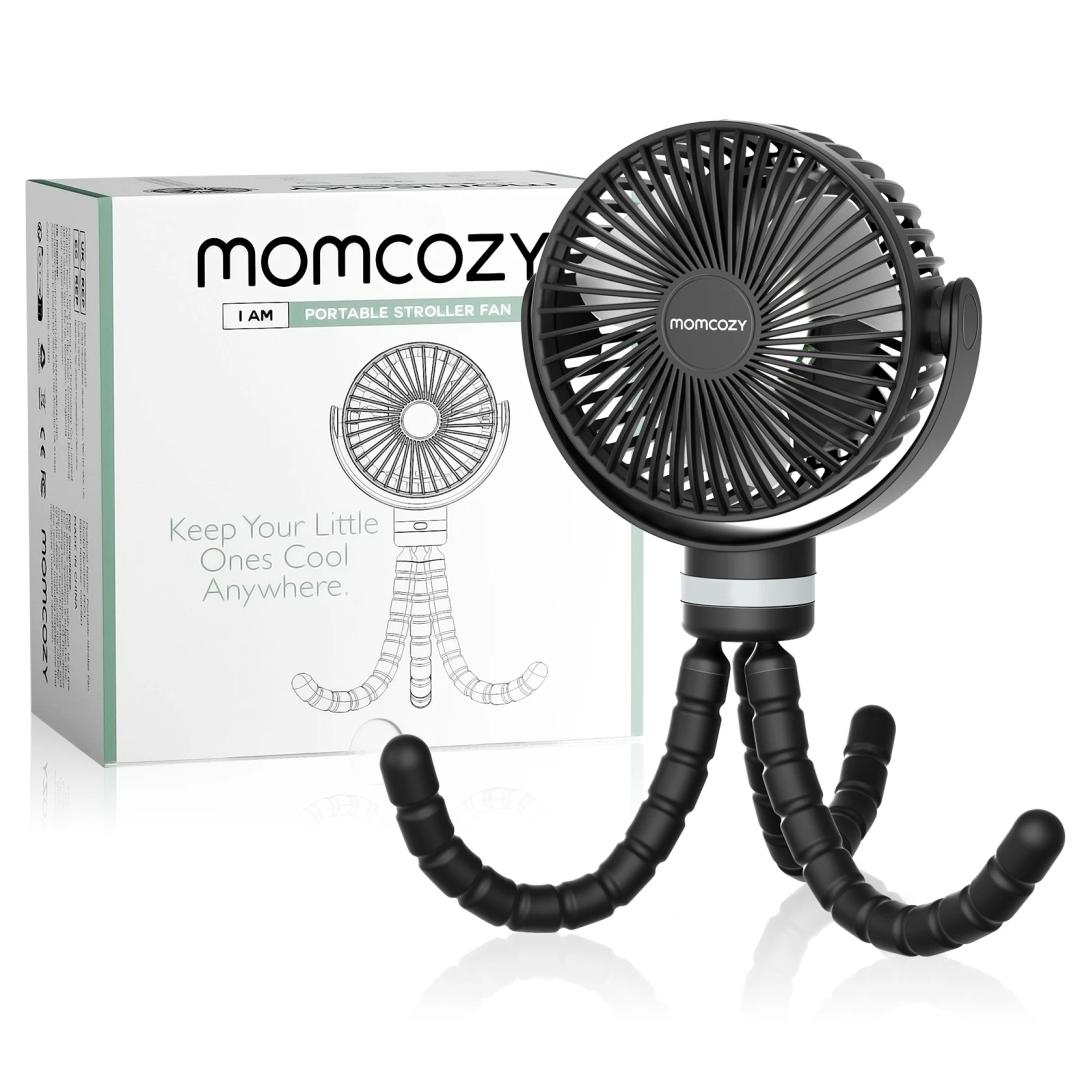MOMCOZY Portable Stroller Fan, Use As Power Bank, 65H 12000mAh Battery Operated Fan Flexible Tripod Baby Car Seat Fans with Timming, Personal Mini Handheld/Desk/Small Clip On Fans For Stroller