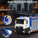 3-in-1 Large Fire Truck Toy with Garage & 6 Cars, Water Pump, Extendable Ladder, Lights & Siren Sounds, Fire Rescue Truck Vehicle Toy for Boys Girls 3+, Christmas Birthday Gift