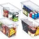 ClearSpace Modern Plastic Storage Bins with Lids Perfect Kitchen Organization or Pantry Fridge Organizer, 8 Pack, Transparent, Rectangular, 12.5" x 6" x 7", 9L Capacity, 8 Compartments