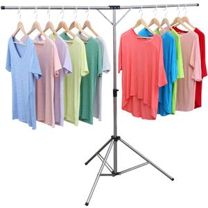 Foldable Portable Space Saving Clothes Drying Rack, Heavy Duty Stainless Steel Laundry Drying Racks, Adjustable High Capacity Garment Rack, with Windproof Hooks.