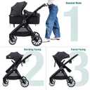 Accombe Baby Stroller, 2 in 1 Newborn Stroller Convertible Bassinet for Infant Toddler Pram with Footmuff (Black)