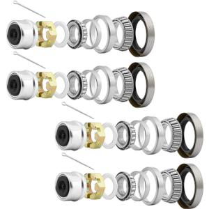 Trailer Bearings Kit L68149/ L44649 Bearing Kit Compatible with 3500lbs 1-1/16'' to 1-3/8'' Trailer Axles, Spindle #84 with 171255TB Grease Seals, Trailer Dust Caps -4 Sets