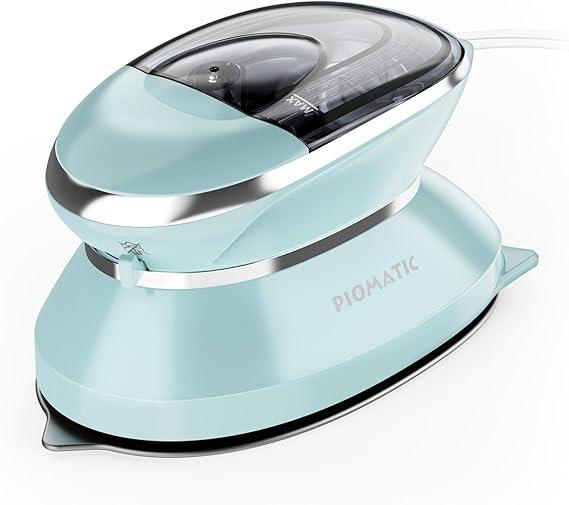 PIOMATIC Travel Iron Mini with Steam for Clothes with Dual Voltage, Portable Mini Ironing Machine with NonStick Soleplate, Small Iron for Sewing, Quilting and Handcraft