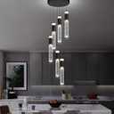 6-Lights Modern Crystal Spiral Chandelier for Staircase High Ceiling Chandeliers Bubble Pendant Lighting Hanging Light Fixture Flush Mount for Living Room Foyer Entryway