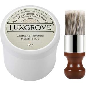 LUXGROVE Leather & Furniture Repair Salve & Brush Set, Leather Cleaner and Conditioner for Furniture - UV Protectants Help Prevent Cracking or Fading, Wood, and Vinyl Conditioner - 8oz