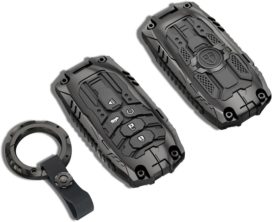 Mech Style Heavy Metal Key Fob Cover, Compatible with Honda 2022 2023 2024 2025 2026, Fit for Accord Civic HR-V CR-V Pilot SI EX EX-L etc, Zinc Alloy Key Case Protector (Model-B, Grey, Set of 1)