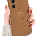 Newseego for Samsung Galaxy S23 Case Girls Women, Cute Love Heart Pattern Phone Case Flexible Liquid Silicone Shockproof Protective Bumper Cover for Samsung Galaxy S23,Coffee