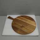 21"x16" XL Extra Large Acacia Wood Cutting Board with Handle Round Wooden Charcuterie Boards Meat Chopping Board Bread Serving Cheese Platter Big Pizza Cutting Boards for Kitchen Carving Butcher Board
