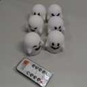 DRomance Halloween Ghost Lights Flameless Candles Battery Operated with Remote and Timer 6 Pack Spooky White LED Votive Candles Dimmable Light Halloween Indoor Decoration(2 x 2.4 Inches)