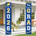 Graduation Decorations 2026 GRAD Banner Blue Porch Door Sign Welcome Banner For Indoor Outdoor Wall Graduation Decorations Class of 2026