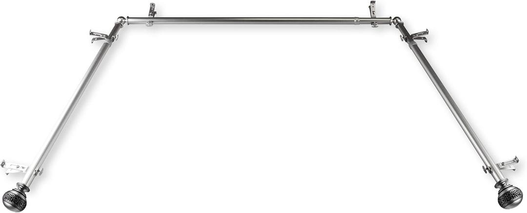 13/16" Nathan Bay Window Curtain rod 20-36", 38-72" - Satin Nickel