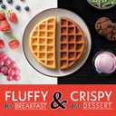 Gourmia Belgian Waffle Maker Compact Design with Upright Storage, Adjustable Browning, and Easy-Clean Nonstick Ceramic Plates, Stainless Steel