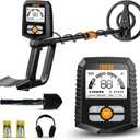 SUNPOW Metal Detector for Adults & Kids, Kids Metal Detector Waterproof for Gold Detecting, Stable Anti-Interference, Higher Accuracy, Bigger LCD Display, 4 Modes, IP68 Search Coil, OT-MD13 (Black-13)