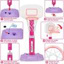 Qirptey Toddler Girl Basketball Hoop Indoor Pink Adjustable Mini Basketball Goal with Ball Pump for Outdoor Poolside Toys Backyard Game Outside Basketball Toy for Kids Age 3-5 6 7 4-8 Birthday Gift