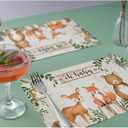 50 Pieces Paper Placemats for Woodland Baby Shower, 11"x17" Forest Animals Disposable Table Place Mats, Woodland Animals Baby Shower Decorations
