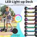 BELEEV Kids Scooter with LED Light-Up Wheels & Deck, 3 Wheel Folding Scooter for Toddlers Girls Boys Ages 3-12, Adjustable Handlebar, Lean to Steer, Extra Wide Wheel, Kick Scooter for Children (Black)
