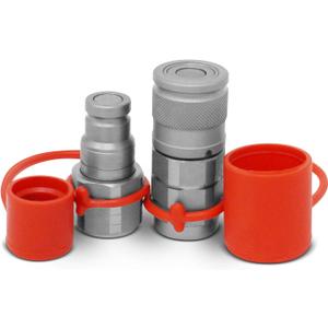 Summit Hydraulics 3/8" Flat Face Hydraulic Quick Connect Coupler Set w/Dust Caps, 3/8" NPT Thread Summit Hydraulics 3/8" Flat Face Hydraulic Quick Connect Coupler Set w/Dust Caps, 3/8" NPT Thread