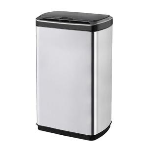 ELPHECO 50 Liter / 13.2 Gallon Rectangular Kitchen Trash Can, Brushed Stainless Steel Finish Motion Sensor Trash Can, Automatic Trash can for Kitchen, Living Room, Office, 3 AA Batteries (Excluded) (Silver)