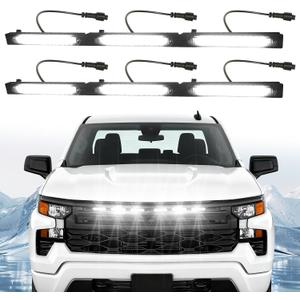 LED Front Grille Lights Fits for 2022-2026 Silverado 1500 WT Custom Trail Boss Custom Grill Lights Front Bumper Light for Chevr y Silverado 1500 Accessories 84692656 (White)
