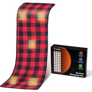 tuphen Heated Sleeping Bag Pad - 3 Adjustable Temperature Levels with 5 Heating Zones, Multi USB Power Supported, Electric Sleeping Bag Liner Heater for Cold Weather Camping Backpacking or Hiking (Red and Black)