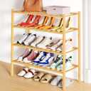 Smiry Shoe Rack, 4 Tier Bamboo Shoe Organizer, Stackable Free Standing Wooden Shoe Storage Shelf for Closet, Entryway, Front Door Entrance, Natural