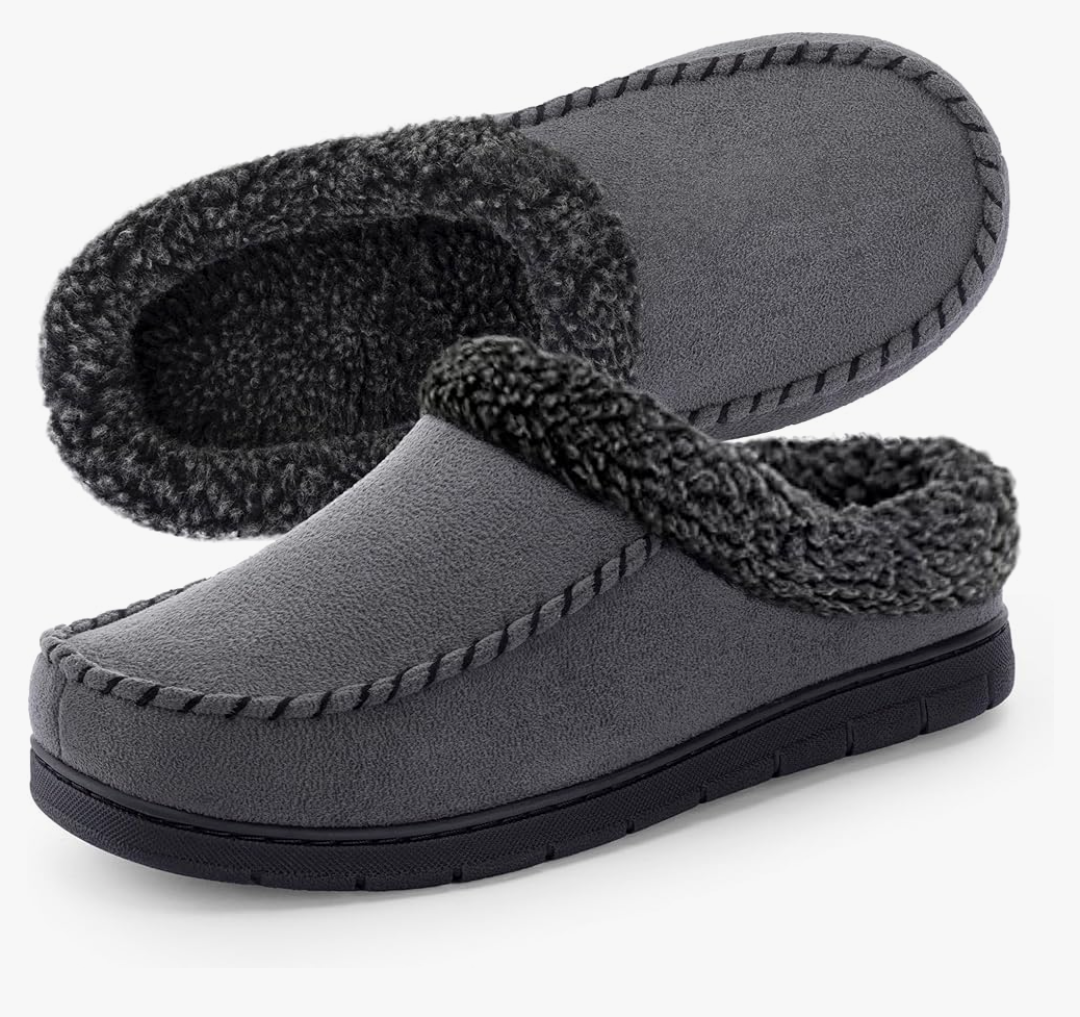 ULTRAIDEAS Men's Warm Fuzzy Moccasin Clog Slipper, Slip on Winter Comfy Indoor/Outdoor House Shoes.10.11