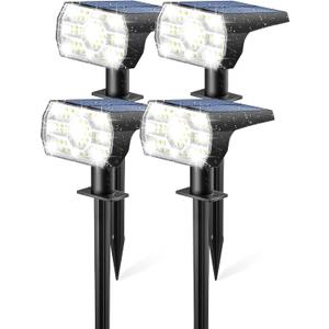 Kaxiida Solar Lights Outdoor Waterproof IP68, 3 Lighting Models Solar Powered Spot Lights Outdoor, 56LED Light Dusk to Dawn for Yard Patio Garden Pathway Landscape Lighting (4 Pack, White)