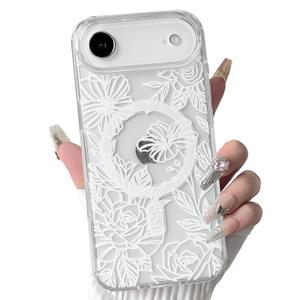 NITITOP for iPhone 17 Air Case Magnetic Cute Line Flower - White