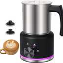 Milk Frother, 16.9 OZ Milk Frother and Steamer, 4 in 1 Electric Milk Frother Dishwasher Safe, Durable Silent Working Frother for Coffee, Hot and Cold Foam Maker, Black