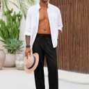 Runcati Mens Linen Pants Summer Beach Casual Pajama Pants with Pockets | Elastic Waist Drawstring, Faux Linen, Loose Straight Leg, Lightweight, Casual Wear, Streetwear, Party, Yoga, Lounge Trousers (XXL)