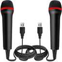 2Pack 13ft Wired USB Microphone for Rock Band, Guitar Hero, Let's Sing - Compatible with PS2, PS3, PS4, PS5, Switch, Wii, Wii U, Microsoft Xbox 360, Xbox One and PC