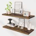Dreamland 36" Floating Shelves for Wall, 12" Deep Slim Rustic Brown Floating Shelves, Wall-Mounted Shelves for Bedroom, Living Room, Kitchen, Bathroom - Set of 2