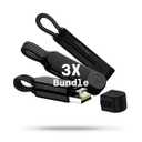 Rolling Square inCharge X, (3X Pack) Multi Charging Cable Portable Keychain Charger Cable, 6-in-1 100W Ultra Fast Charging Power, Lava Black