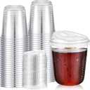 50 Sets Clear Plastic Coffee Cups with Sip Lids, Disposable Plastic PET Crystal Cups for Iced Coffee, Smoothie, Cold Beverage, Drink Shops and Party Catering(Clear, 14 oz)
