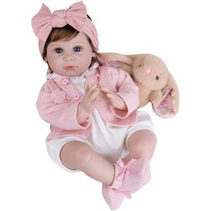 Milidool Reborn Baby Dolls Girl, 22 inch Soft Body Lifelike Realistic Newborn Baby Girl Real Life Baby Dolls with Gift Box Feeding Toy Accessories Set,Gift for Grandma and Kids 3+