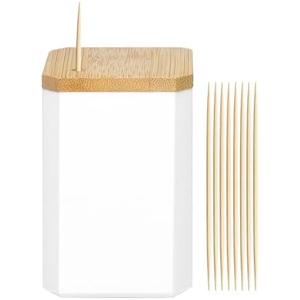 Toothpick Holders 1 Pack with 1200 Picks,Round Toothpicks Double-Side Point for Teeth,Food Pick,Appetizers,Cocktails Fruits,Olive&DIY Craft.