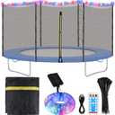 Aodaer Trampoline Replacement Net 14Ft Trampoline Safety Enclosure Net with Solar Rope Lights Breathable Weather Resistant Trampoline Net for Round Frame