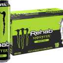 Monster Energy Rehab Green Tea + Energy, Energy Drink 15.5 Ounce | Energy Iced Tea, Pack of 15