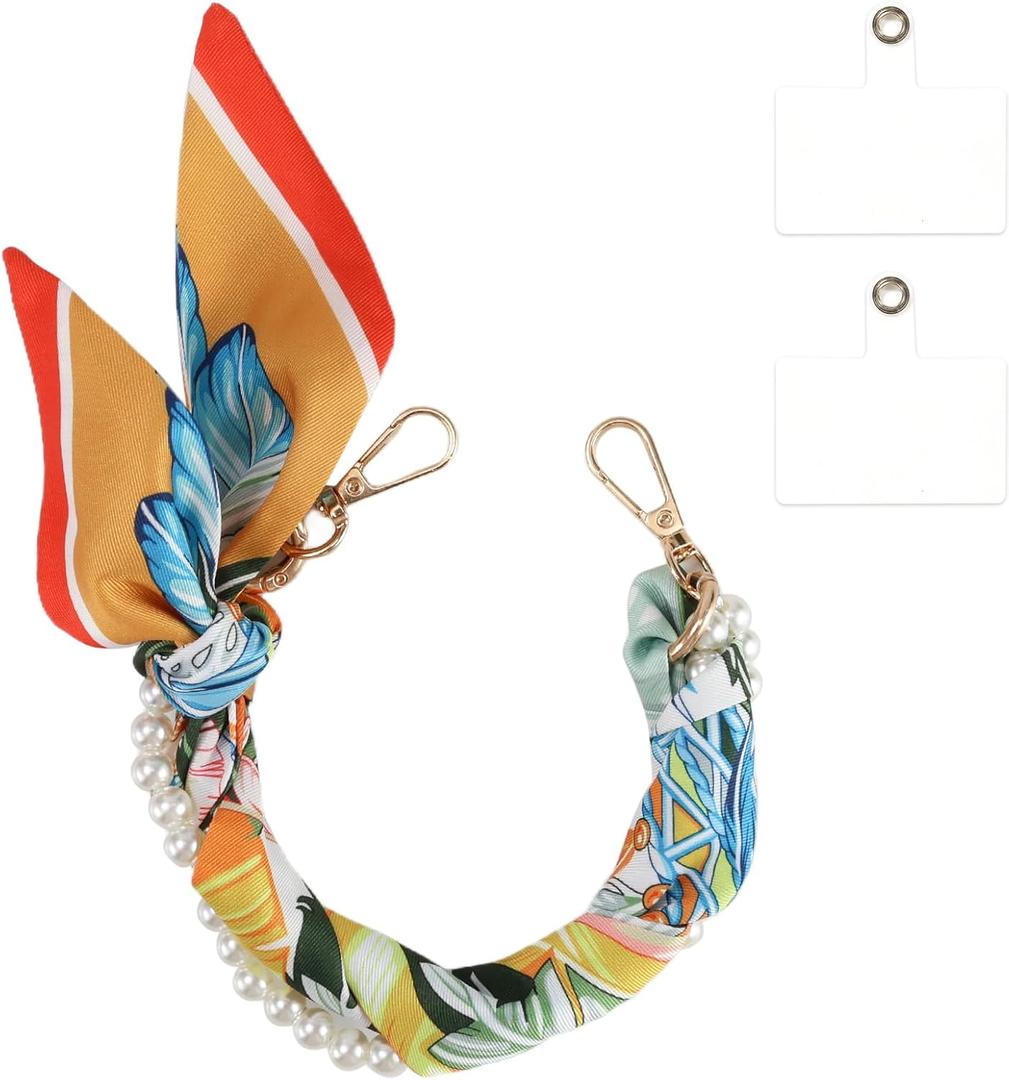 Scarf Phone Wrist Strap Hands-free Phone Charms Strap Durable Anti-drop Cellphone Chain (006 Orange)