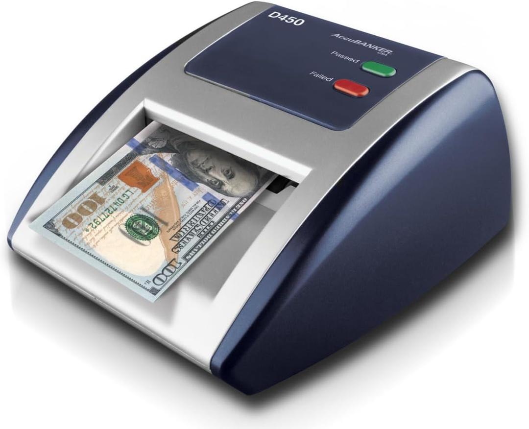 AccuBANKER D450 Counterfeit Money Checker Machine, Magnetic, Infrared, Watermark and Micro-Printing Detection in Less Than 1 Second with Audible and Visual Alert for Suspicious Bill, Compact