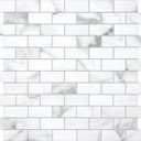 10-Sheet Subway Peel and Stick Backsplash Tile, 11.3" x 10.8" Carrara White Stone Composite Marble Looks Self Adhesive Waterproof Wall Tile, Stick on Tiles for Kitchen Bathroom Shower Fireplace
