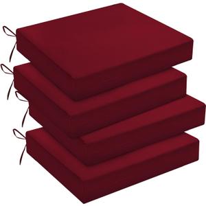 downluxe Outdoor Chair Cushions Set of 4 for Patio Furniture, Water-Resistant Square Corner Patio Chair Cushions with Ties, High Density Foam Outdoor Seat Cushion, 18.5" X 16" X 3", Burgundy