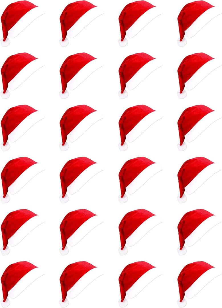 SYITCUN 24pcs Santa Hats, Red Classic Santa Hats for Adult,Bulk Christmas Hats for Men and Women, Non-woven Xmas Hats for Christmas Party