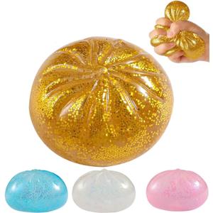 Glitter Dumpling Squishy, Viral Squishy Dumpling Mystery Box, Bao Bun Squeeze Toy,Stress Relief Fidget Toys (Golden)